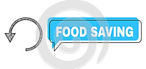 Misplaced Food Saving Message Frame and Hatched Rotate Ccw Icon