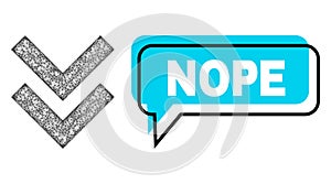 Misplaced Nope Chat Bubble and Net Mesh Shift Down Icon