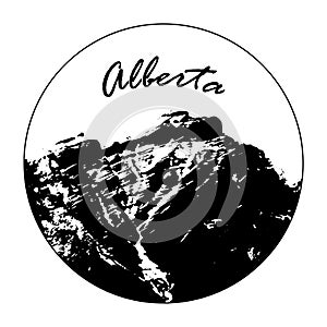 Miss Cascade Mountain In A Circle With `Alberta` Text