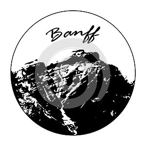 Miss Cascade Mountain In A Circle With `Banff` Text