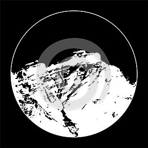 Miss Cascade Mountain In A Circle On Black Background