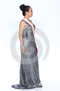 Miss Pageant Contest in Evening Ball Gown long ball dress with D