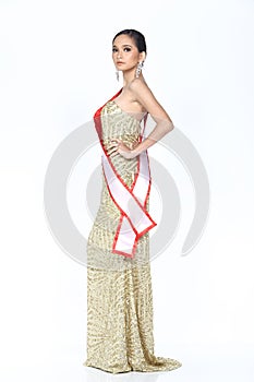 Miss Pageant Contest in Evening Ball Gown long ball dress with D