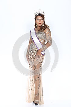 Miss Pageant Contest in Evening Ball Gown long ball dress with D