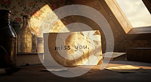 Miss You Note On Bedside photo