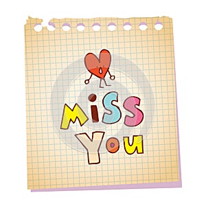 Miss you notepad paper message