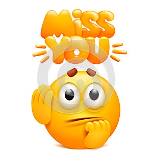 Miss you sticker with yellow cartoon emoji character