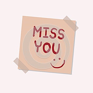 Miss you sticky note illustration