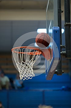 Missed Basketball shot at the net and backboard
