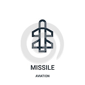 missile icon vector from aviation collection. Thin line missile outline icon vector illustration. Linear symbol for use on web and