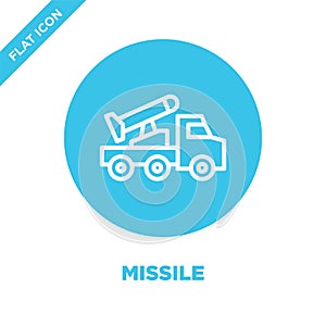 missile icon vector from military collection. Thin line missile outline icon vector  illustration. Linear symbol for use on web