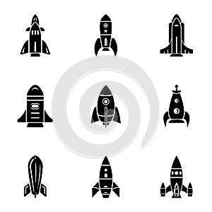 Missile icons set, simple style