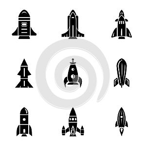 Missile icons set, simple style