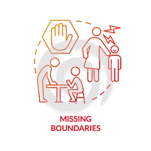 Missing boundaries red gradient concept icon