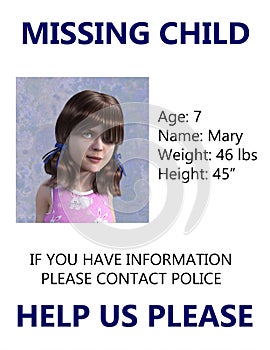 Missing Child Poster, Amber Alert