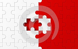 Missing jigsaw puzzle pieces in unfinished work, strategy and so