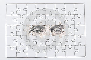 Missing jigsaw puzzle pieces on USA dollar background