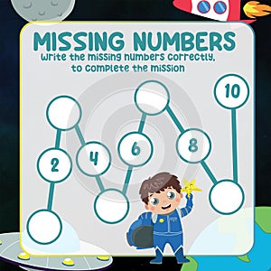 Missing numbers worksheet. Count and write activity.