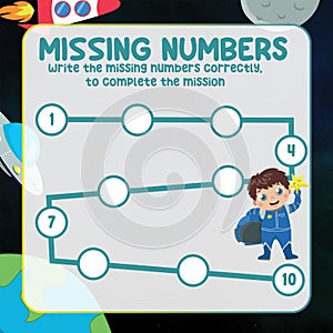Missing numbers worksheet. Count and write activity.