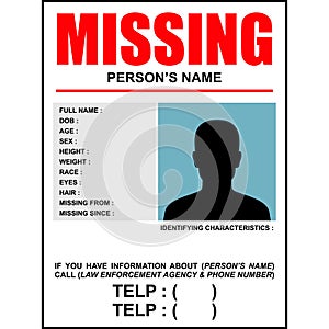 Missing person poster portrait format 2