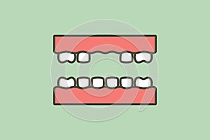 Missing tooth, space between teeth - dental cartoon vector flat style