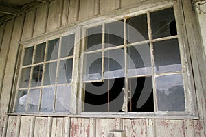 Missing window panes in an abandoned building