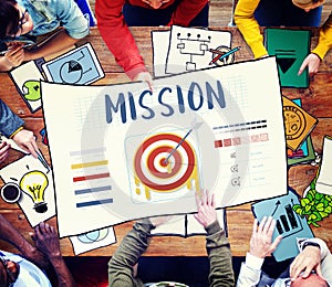 Mission Arrow Target Goals Business Dart Graphic Concept photo