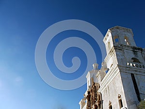 Mission Bell Towers against Blue Sky