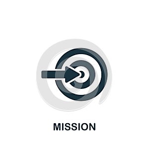 Mission icon. Monochrome simple sign from challenges collection. Mission icon for logo, templates, web design and