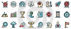 Mission icons set vector flat