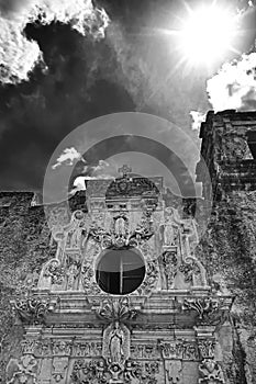 Mission San Jose Against a Texas Sky with Harsh Sun