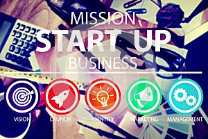 Mission Start Up Business Launch Team Success Concept