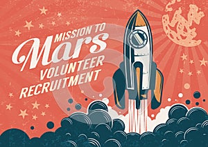 Mission to Mars - poster in retro vintage style