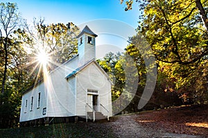 Missionary Baptist Church Cades Cove Smoky Mountains at Sunrise