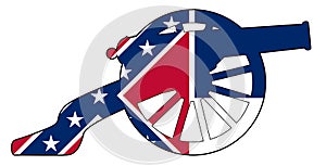 Mississippi Flag With Civil War Cannon Silhouette