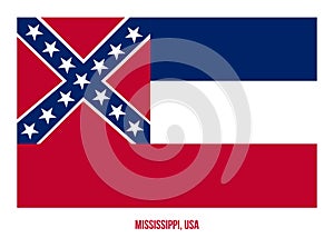 Mississippi Flag Vector Illustration on White Background. USA State Flag