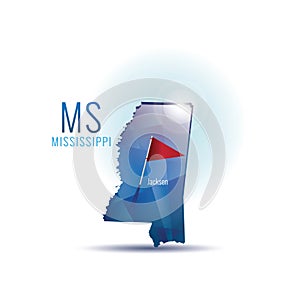 Mississippi map with capital city. Vector illustration decorative design