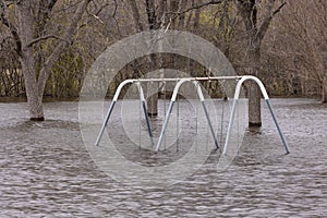 Mississippi River Floodwaters Overtaking A Playground