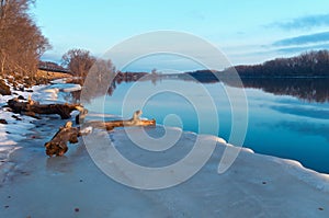 Mississippi River Icy Banks at Daybreak