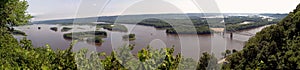 Mississippi RIver with Iron Bridge Iowa Panorama