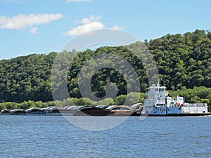 Mississippi River Tugboat and Barges