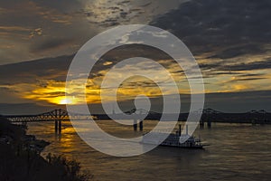 Mississippi Riverboat Cruise at Sunset photo