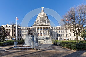 Mississippi State Capitol and Our Mothers Monument in Jackson, Mississippi