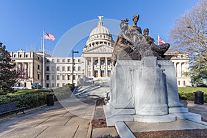 Mississippi State Capitol and Our Mothers Monument in Jackson, Mississippi