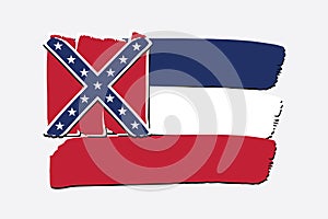 Mississippi State Flag with colored hand drawn lines in Vector Format