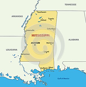 Mississippi - vector map