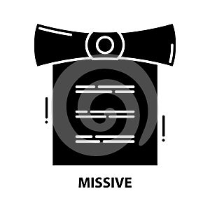 missive icon, black vector sign with editable strokes, concept illustration