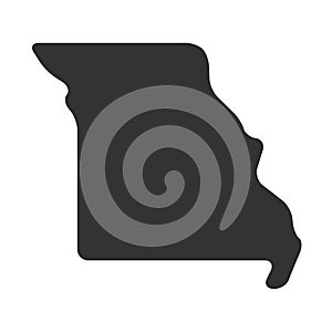 Missouri black silhouette map. State of USA