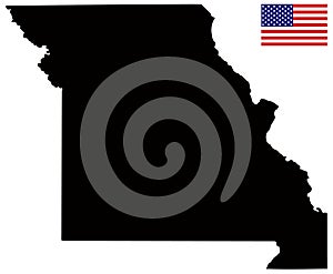 Missouri map with USA flag - state in the Midwestern United States