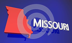 Missouri MO Red State Map Name